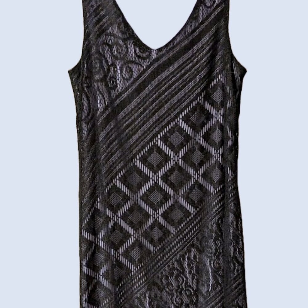 Vintage Sz 12 Harlow Evening Party Dress, 90's retro1920's Flapper, black lilac